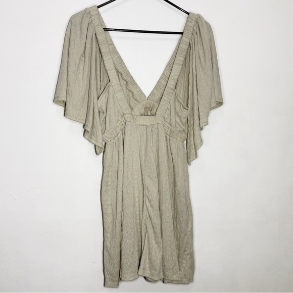 Free People Beach La La Flutter Sleeve Romper in Wet Plaster Mint Green size M - Picture 5 of 9